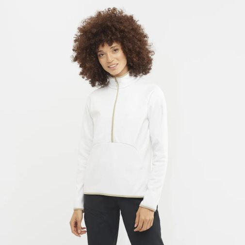 White Salomon Essential Warm Half Zip Women's Jackets | PH 04158Z